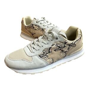 Vintage Havana Queen Leather Suede Women's Sneakers 8.5 White Gray Lace Up Shoes